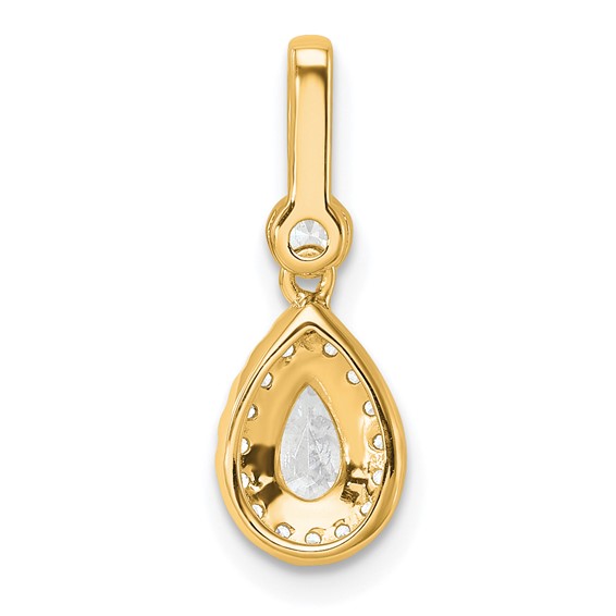 14k Lab Grown Diamond VS/SI+ G+ Halo Pear Semi-Mount Pendant