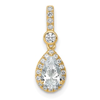 14k Lab Grown Diamond VS/SI+ G+ Halo Pear Semi-Mount Pendant