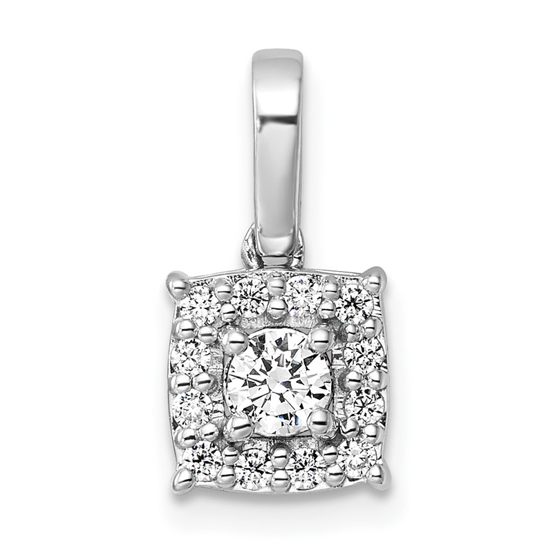 14k White Gold 1/2 carat Lab Grown Diamond VS/SI+ G+ Complete Square Pendant