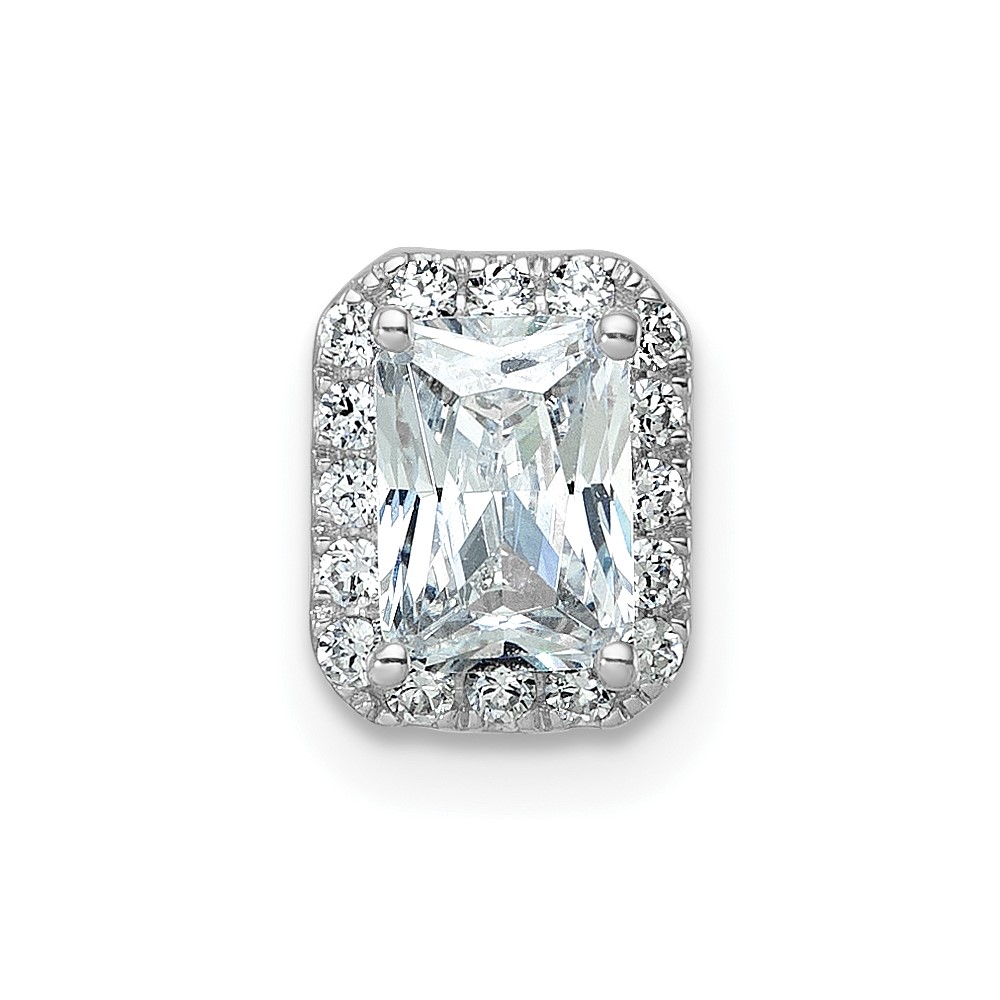 14K White Gold 0.20 Carat Lab Grown Diamond VS SI+ G+ 1 Carat Radiant Center Semi Mount Chain Slide Pendant