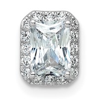 14K White Gold 0.20 Carat Lab Grown Diamond VS SI+ G+ 1 Carat Radiant Center Semi Mount Chain Slide Pendant view 1