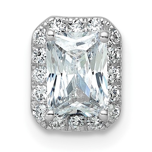 14K White Gold 0.20 Carat Lab Grown Diamond VS SI+ G+ 1 Carat Radiant Center Semi Mount Chain Slide Pendant