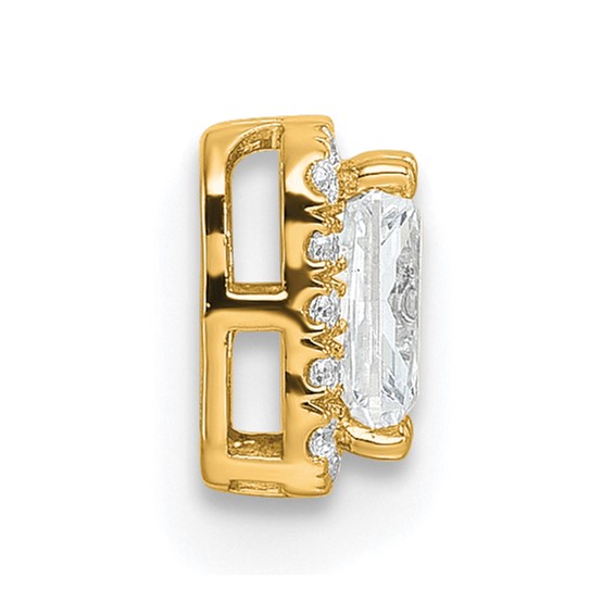 14k 1/5 carat Lab Grown Diamond VS/SI+ G+ 1 carat Radiant Center Semi Mount Chain Slide Pendant