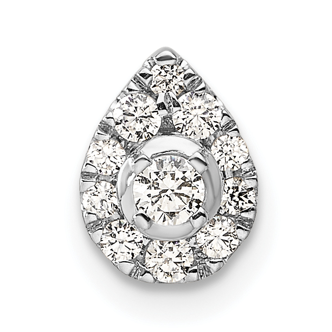 14k White Gold 1/3 carat Lab Grown Diamond VS/SI+ G+ Complete Pear Chain Slide Pendant (PM10236-030-WLG)