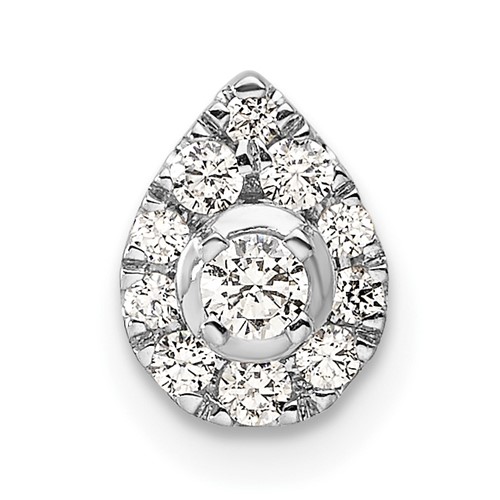 14K White Gold 0.33 Carat Lab Grown Diamond VS SI+ G+ Complete Pear Chain Slide Pendant