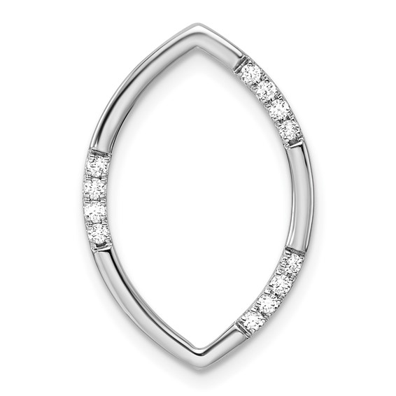 14k White Gold 1/8 carat Lab Grown Diamond VS/SI+ G+ Complete Oval Chain Slide Pendant