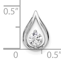 14K White Gold 0.25 Carat Lab Grown Diamond VS SI+ G+ Complete Teardrop Chain Slide Pendant view 4
