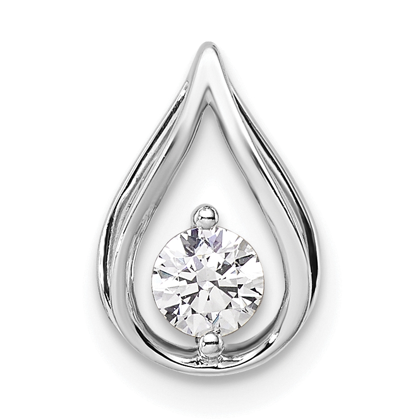 14k White Gold 1/4 carat Lab Grown Diamond VS/SI+ G+ Complete Teardrop Chain Slide Pendant (PM10238-025-WLG)