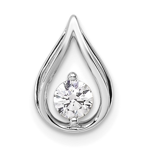 14K White Gold 0.25 Carat Lab Grown Diamond VS SI+ G+ Complete Teardrop Chain Slide Pendant
