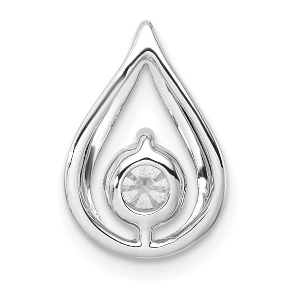 14k White Gold 1/2 carat Lab Grown Diamond VS/SI+ G+ Complete Teardrop Chain Slide Pendant