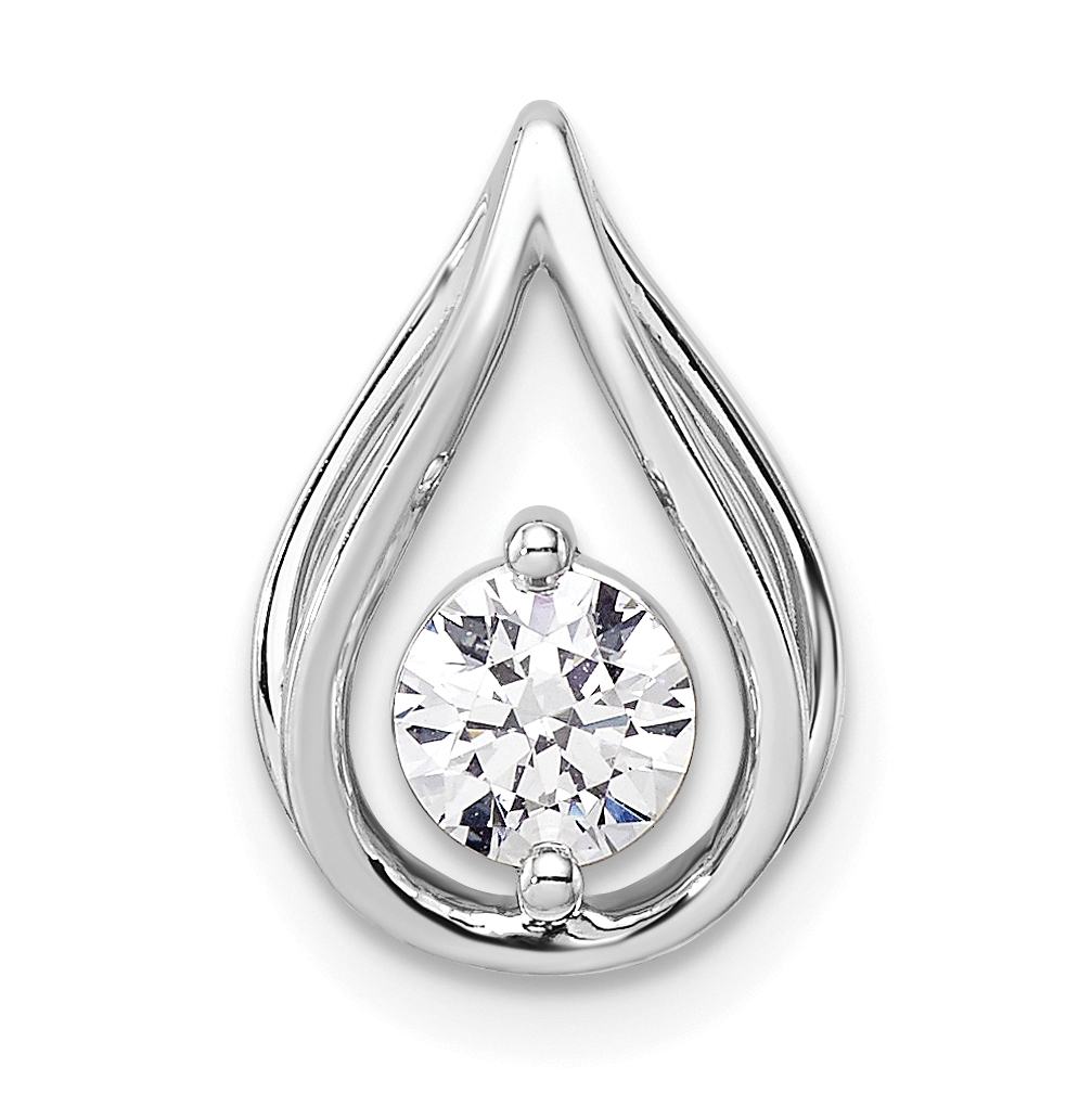 14k White Gold 1/2 carat Lab Grown Diamond VS/SI+ G+ Complete Teardrop Chain Slide Pendant (PM10238-053-WLG)