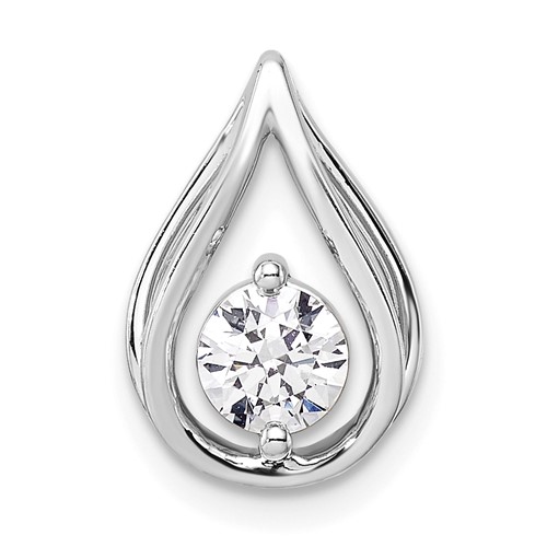 14K White Gold 0.50 Carat Lab Grown Diamond VS SI+ G+ Complete Teardrop Chain Slide Pendant