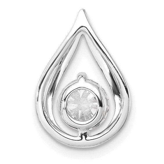 14k White Gold 3/4 carat Lab Grown Diamond VS/SI+ G+ Complete Teardrop Chain Slide Pendant