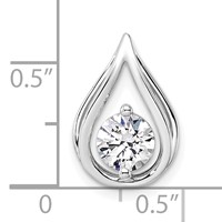14K White Gold 0.75 Carat Lab Grown Diamond VS SI+ G+ Complete Teardrop Chain Slide Pendant view 4
