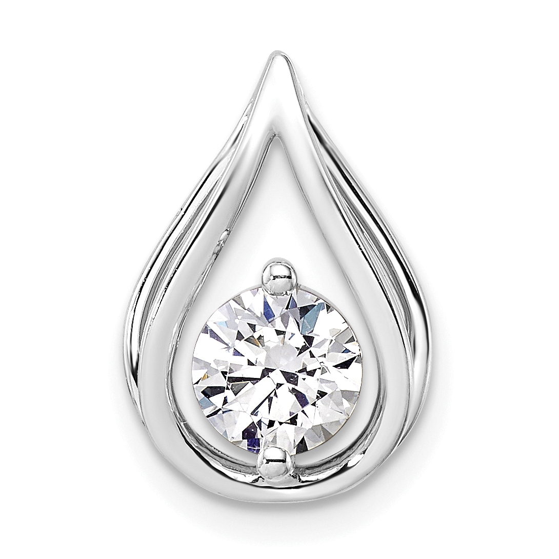 14k White Gold 3/4 carat Lab Grown Diamond VS/SI+ G+ Complete Teardrop Chain Slide Pendant (PM10238-075-WLG)
