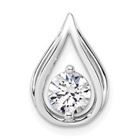 14K White Gold 0.75 Carat Lab Grown Diamond VS SI+ G+ Complete Teardrop Chain Slide Pendant view 1