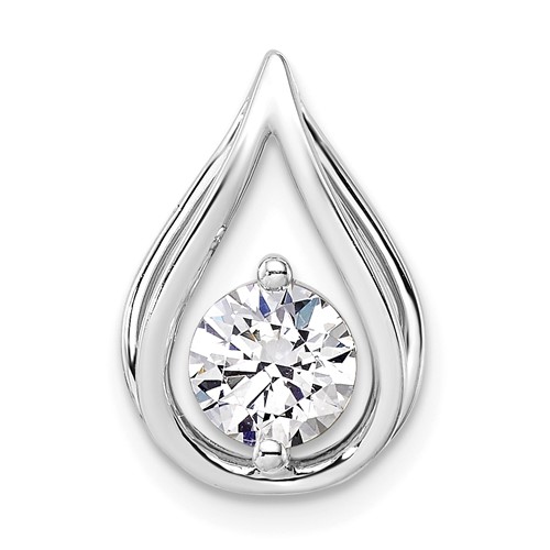 14K White Gold 0.75 Carat Lab Grown Diamond VS SI+ G+ Complete Teardrop Chain Slide Pendant