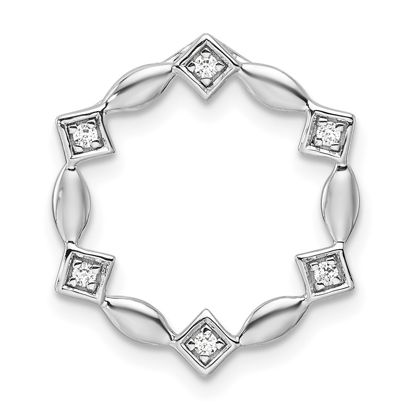 14K White Gold Lab Grown Diamond VS/SI+ G+ Round Chain Slide