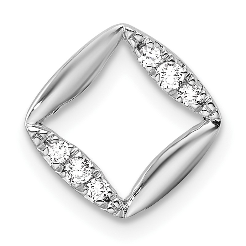 14k White Gold 1/15 carat Lab Grown Diamond VS/SI+ G+ Complete Square Chain Slide Pendant