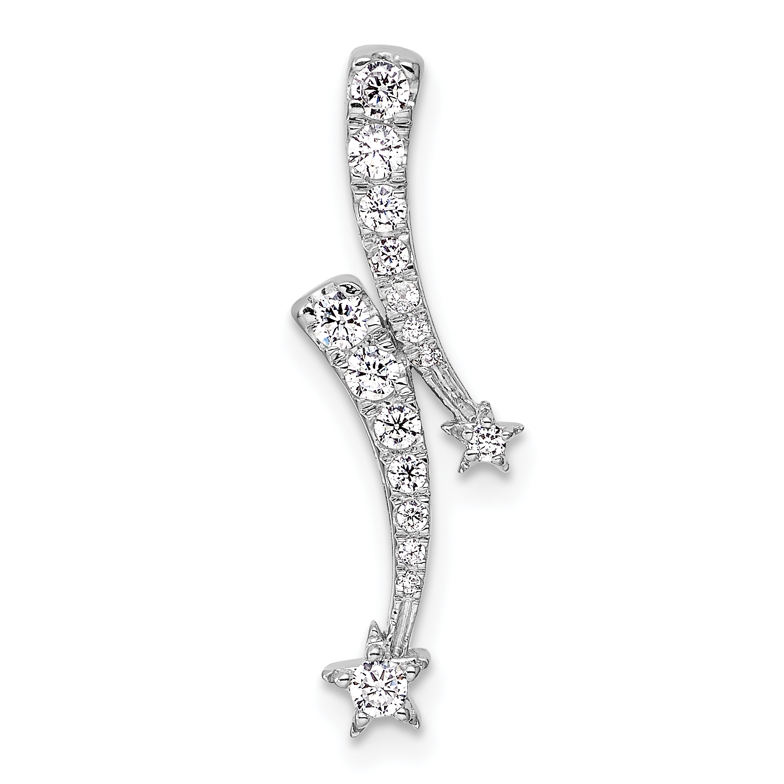 14k White Gold 1/4 carat Lab Grown Diamond VS/SI+ G+ Shooting Star Chain Slide Pendant (PM10243-025-WLG)