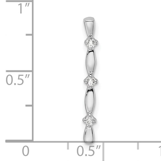 14k White Gold 1/20 carat Lab Grown Diamond VS/SI+ G+ Fashion Bar Chain Slide Pendant