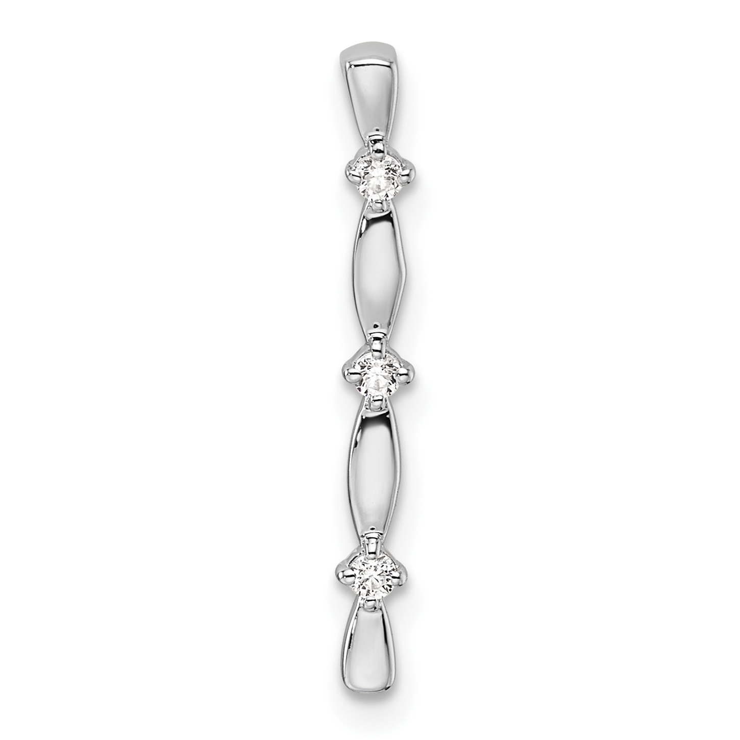 14k White Gold 1/20 carat Lab Grown Diamond VS/SI+ G+ Fashion Bar Chain Slide Pendant (PM10248-005-WLG)