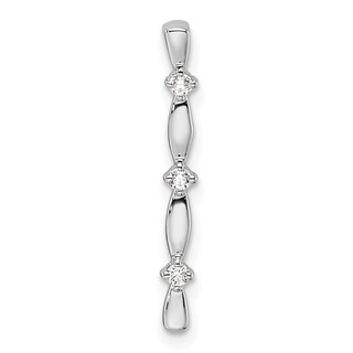 14k White Gold 1/20 carat Lab Grown Diamond VS/SI+ G+ Fashion Bar Chain Slide Pendant