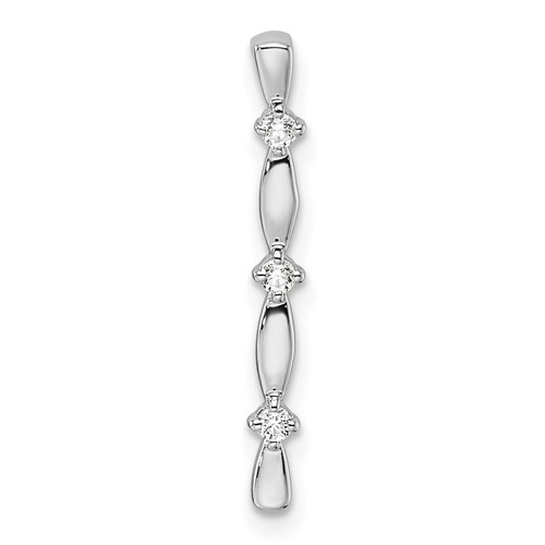 14K White Gold 0.05 Carat Lab Grown Diamond VS SI+ G+ Fashion Bar Chain Slide Pendant