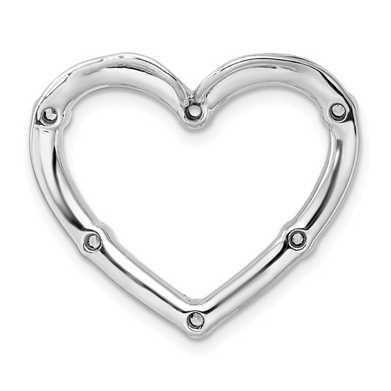 14k White Gold 1/3 carat Lab Grown Diamond VS/SI+ G+ Complete Open Heart Chain Slide Pendant