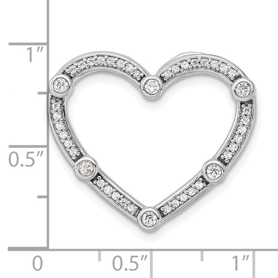 14k White Gold 1/3 carat Lab Grown Diamond VS/SI+ G+ Complete Open Heart Chain Slide Pendant