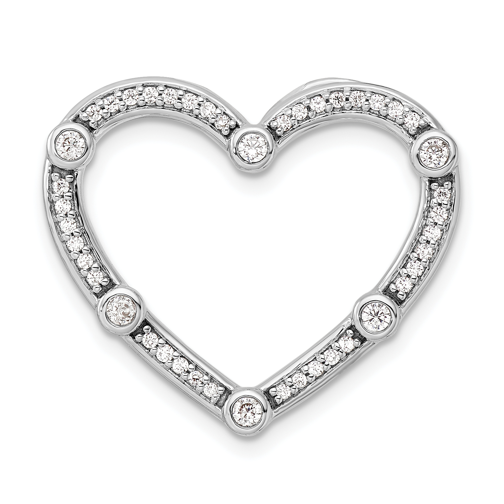 14k White Gold 1/3 carat Lab Grown Diamond VS/SI+ G+ Complete Open Heart Chain Slide Pendant (PM10251-032-WLG)