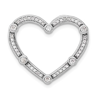 14k White Gold 1/3 carat Lab Grown Diamond VS/SI+ G+ Complete Open Heart Chain Slide Pendant