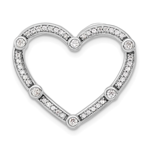 14k White Gold 1/3 carat Lab Grown Diamond VS/SI+ G+ Complete Open Heart Chain Slide Pendant