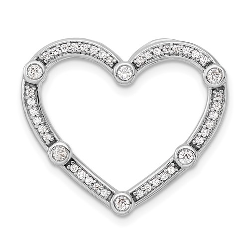 14K White Gold 0.33 Carat Lab Grown Diamond VS SI+ G+ Complete Open Heart Chain Slide Pendant