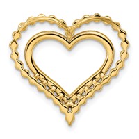 14K Yellow Gold 0.50 Carat Lab Grown Diamond VS SI+ G+ Complete Double Heart Chain Slide Pendant view 3