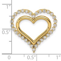 14K Yellow Gold 0.50 Carat Lab Grown Diamond VS SI+ G+ Complete Double Heart Chain Slide Pendant view 4