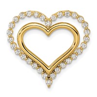 14K Yellow Gold 0.50 Carat Lab Grown Diamond VS SI+ G+ Complete Double Heart Chain Slide Pendant view 1