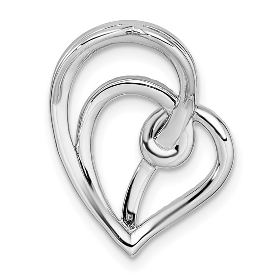 14k White Gold 1/4 carat Lab Grown Diamond VS/SI+ G+ Complete Swirl Heart Chain Slide Pendant