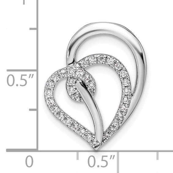 14k White Gold 1/4 carat Lab Grown Diamond VS/SI+ G+ Complete Swirl Heart Chain Slide Pendant