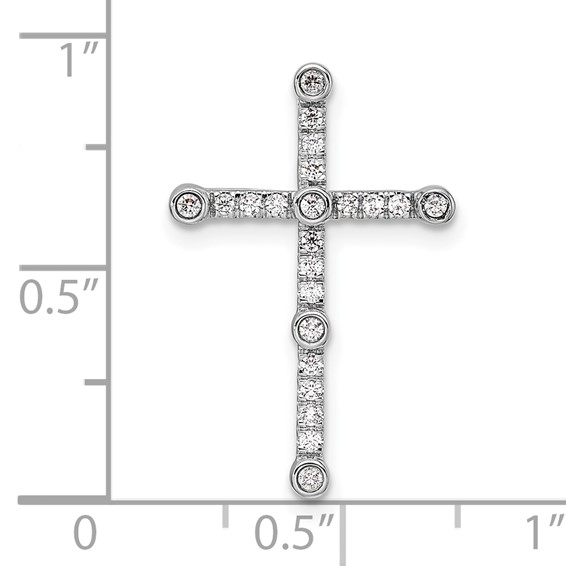 14k White Gold 1/5 carat Lab Grown Diamond VS/SI+ G+ Complete Cross Chain Slide Pendant