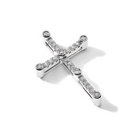 14K White Gold 0.20 Carat Lab Grown Diamond VS SI+ G+ Complete Cross Chain Slide Pendant view 5