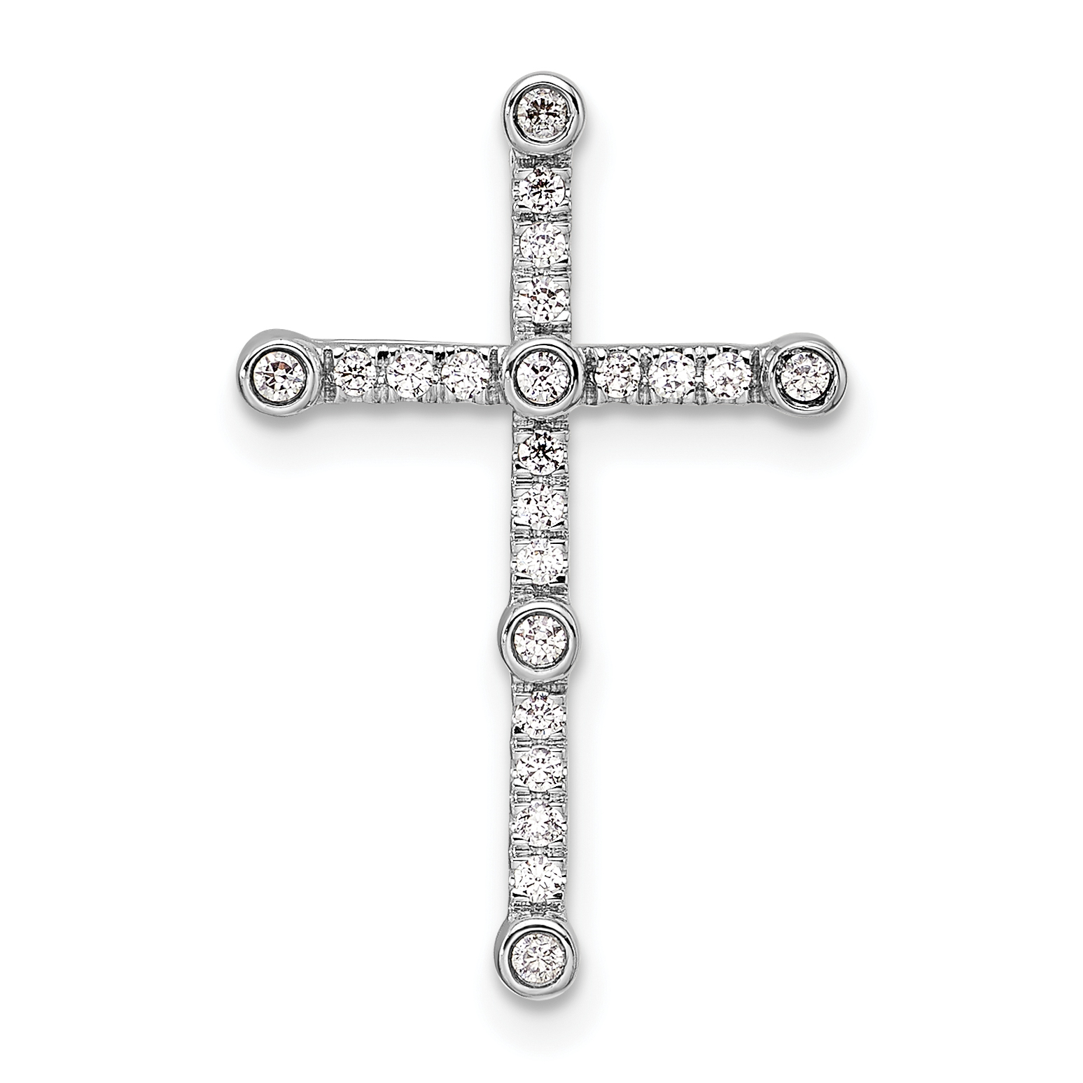 14k White Gold 1/5 carat Lab Grown Diamond VS/SI+ G+ Complete Cross Chain Slide Pendant (PM10254-020-WLG)