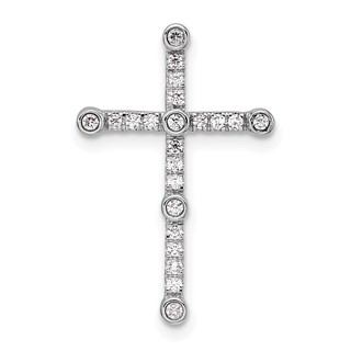 14k White Gold 1/5 carat Lab Grown Diamond VS/SI+ G+ Complete Cross Chain Slide Pendant