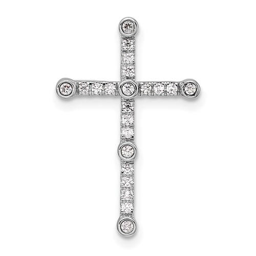 14K White Gold 0.20 Carat Lab Grown Diamond VS SI+ G+ Complete Cross Chain Slide Pendant