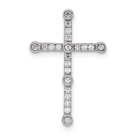 14k White Gold 1/5 carat Lab Grown Diamond VS/SI+ G+ Complete Cross Chain Slide Pendant