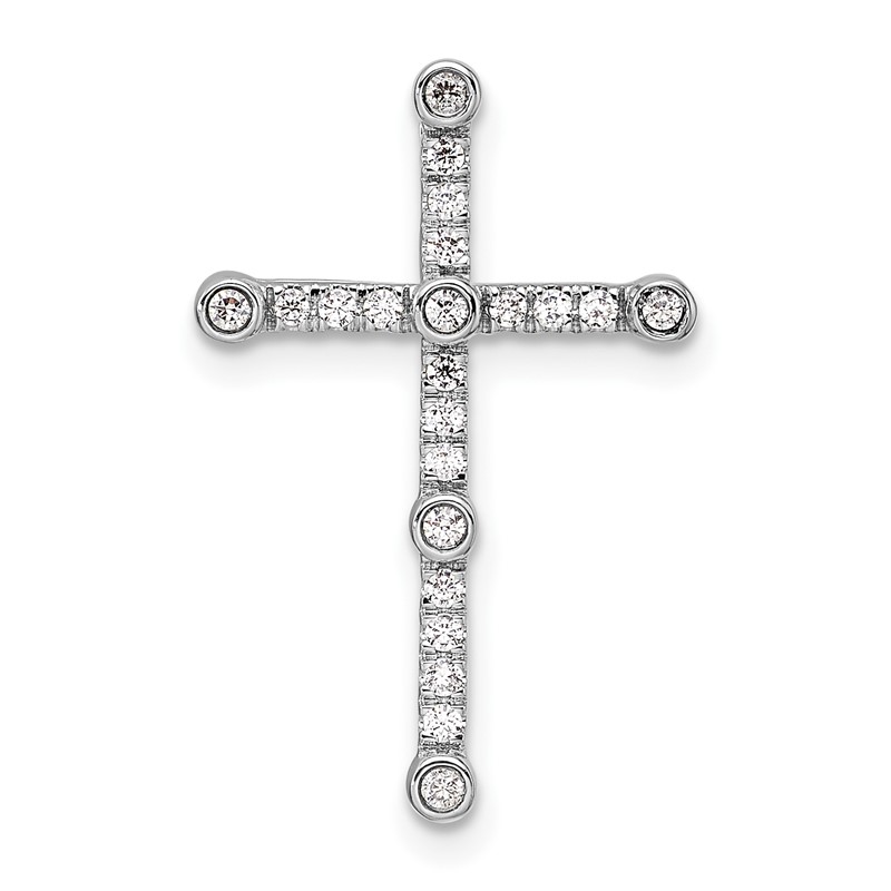 14k White Gold 1/5 carat Lab Grown Diamond VS/SI+ G+ Complete Cross Chain Slide Pendant