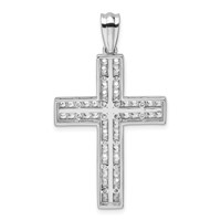 14K White Gold 1 Carat Lab Grown Diamond VS SI+ G+ Complete Double Cross Pendant view 3