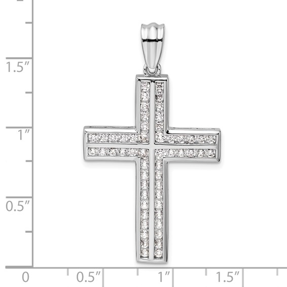 14k White Gold 1 carat Lab Grown Diamond VS/SI+ G+ Complete Double Cross Pendant