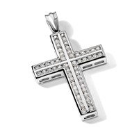 14K White Gold 1 Carat Lab Grown Diamond VS SI+ G+ Complete Double Cross Pendant view 5