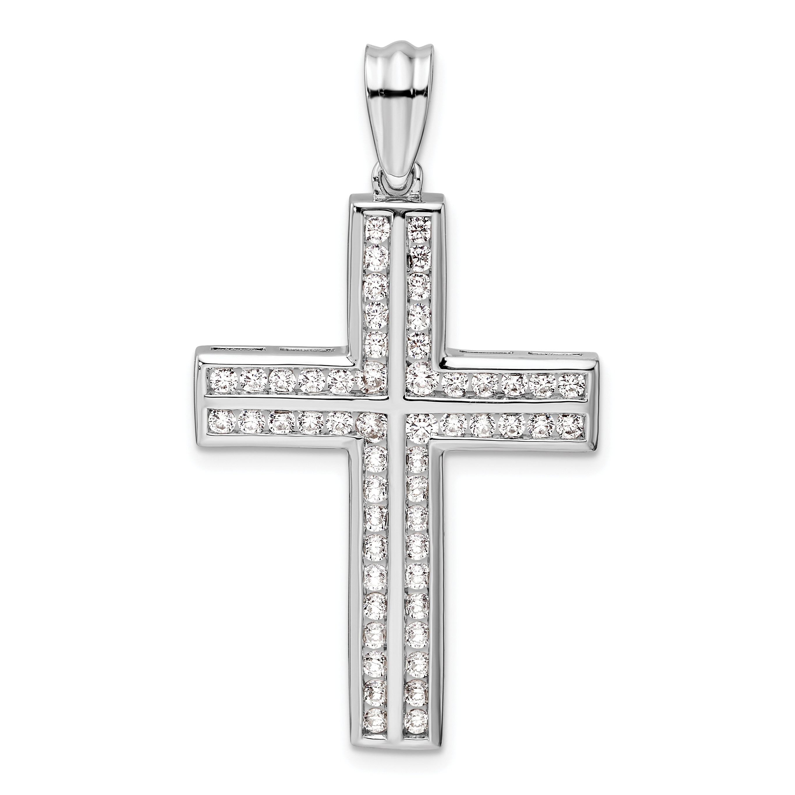 14k White Gold 1 carat Lab Grown Diamond VS/SI+ G+ Complete Double Cross Pendant (PM10256-100-WLG)